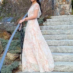 Jenny Yoo Bridesmaid Maxi Dress in Pink Floral